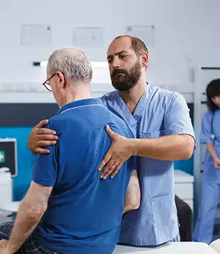 Aman holding another man's back