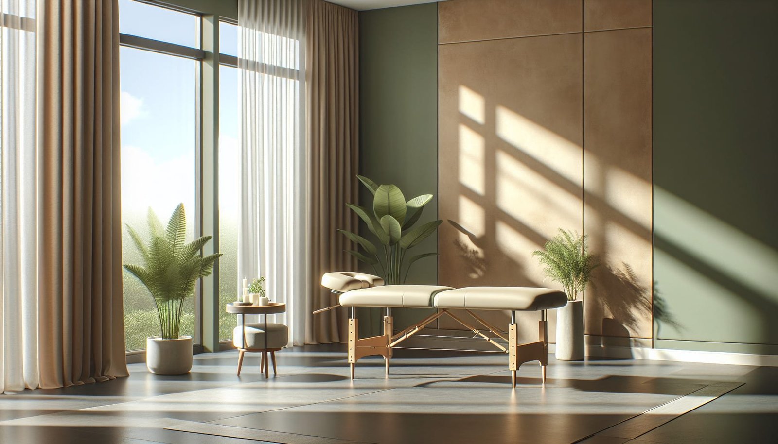 Serene wellness recovery space with natural light